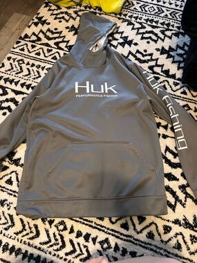 Huk Two-Tone Gray and White Hooded Pullover